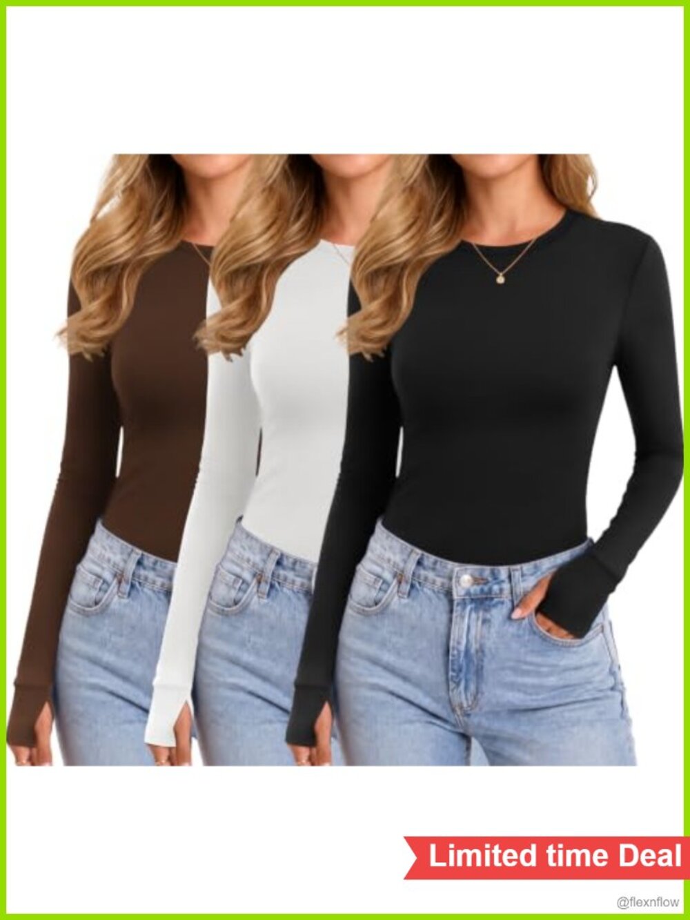 Long Sleeve Crew Neck Undershirt Thumb Holes Polyester Spandex Base Layer